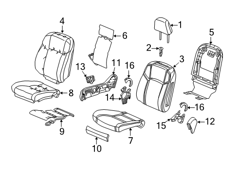 2015 Acura RLX Passenger Seat Components Guide, Headrest (Premium Black) Diagram for 81143-T2F-A01ZF