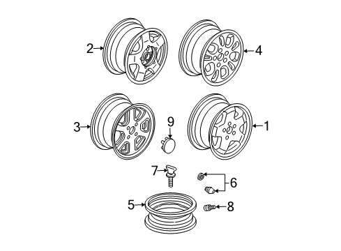 2002 Acura MDX Wheels, Covers & Trim Disk, Aluminum Wheel (17X6 1/2Jj) (Topy) Diagram for 42700-S3V-A02
