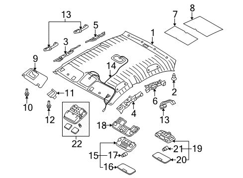 2007 Kia Rio5 Interior Trim - Roof Bracket Assembly-Room Lamp Diagram for 928101G100