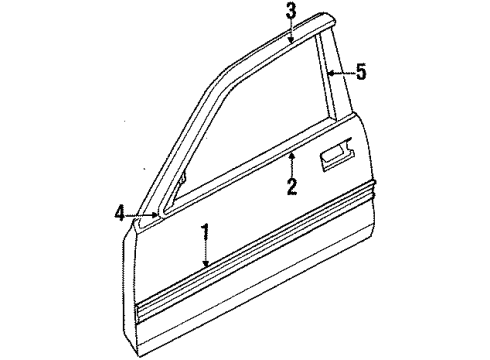 1985 Honda Prelude Door & Components Protector, L. Door Diagram for 75817-SF0-671