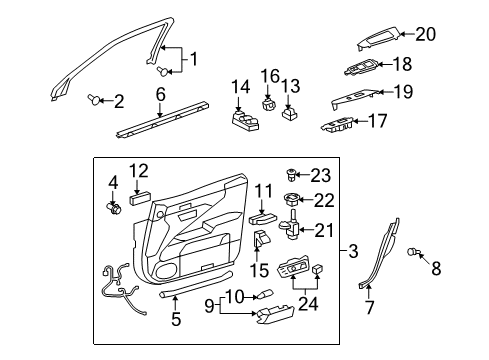 2009 Lexus LS460 Front Door Motor Assy, Power Window Regulator Diagram for 85710-50104