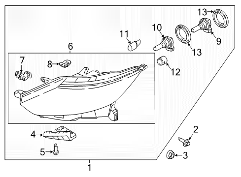 2019 Nissan Rogue Sport Headlamps Passenger Side Headlight Assembly Diagram for 26010-6MA0A