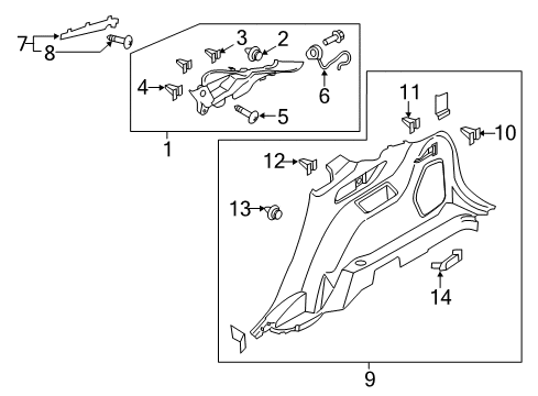 2021 Ford Edge Interior Trim - Quarter Panels Quarter Trim Panel Diagram for FT4Z-5831012-AA