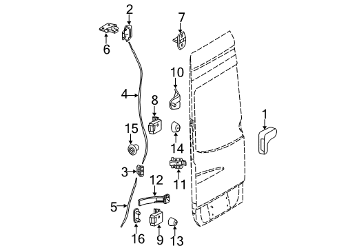 2008 Dodge Sprinter 2500 Rear Door Latch Diagram for 68006467AA