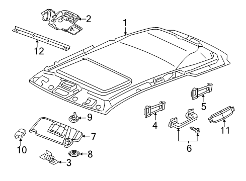 2014 Jeep Grand Cherokee Interior Trim - Roof Cover-Visor Bracket Diagram for 1MZ82DX9AC