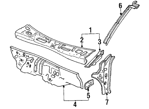 1985 Honda Civic Cowl Dashboard (Lower) Diagram for 60660-SD9-661ZZ