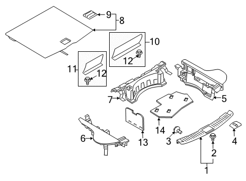 2016 Infiniti QX50 Interior Trim - Rear Body Felt-Trunk Floor Diagram for 84930-1BA0A