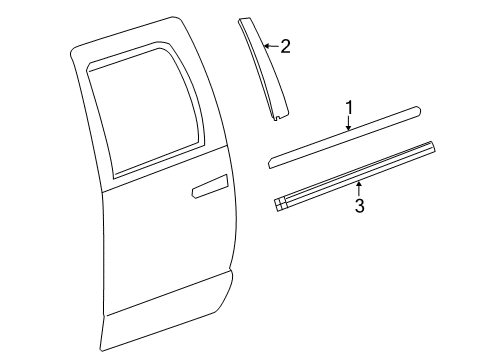 2011 Ram 3500 Exterior Trim - Rear Door Molding-Rear Door Diagram for 55372099AC