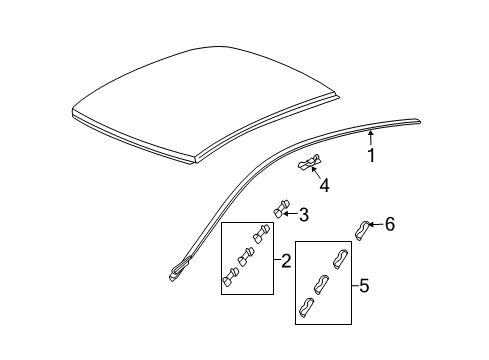 2009 Acura TL Exterior Trim - Roof Clip A, Windshield Diagram for 73155-TK4-A01