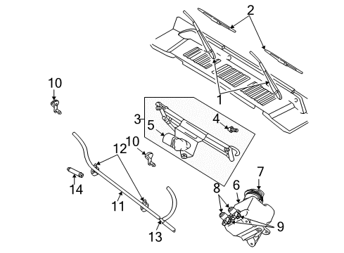 2004 Jeep Wrangler Wiper & Washer Components Motor-Washer, Windshield Diagram for 5096343AA