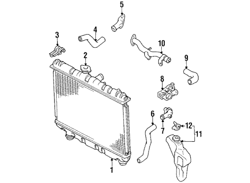 1988 Toyota Corolla Radiator & Components, Radiator Support Upper Hose Diagram for 16571-15100