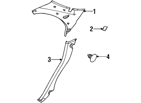 1998 Kia Sephia Interior Trim - Quarter Panels Cover, LH Diagram for 0K2A168292A96