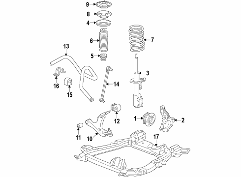 2011 Acura ZDX Front Suspension Components, Lower Control Arm, Ride Control, Stabilizer Bar Shock Absorber Unit, Right Front Diagram for 51605-STX-A59