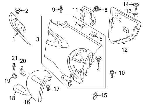 2015 Mini Cooper Paceman Interior Trim - Quarter Panels Clip Green Diagram for 07147129310