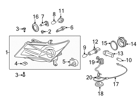 2007 Acura MDX Bulbs Socket (T10) Diagram for 34301-S1F-003