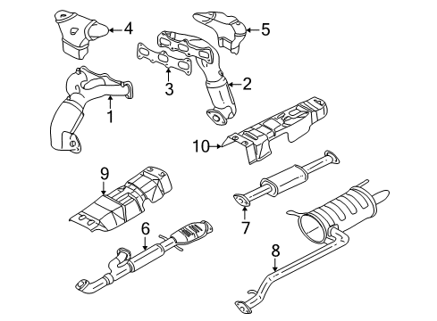 2004 Hyundai Sonata Exhaust Manifold Tail With Muffler Pipe Diagram for 28700-3D800