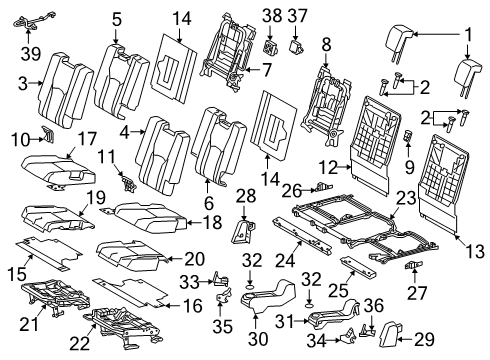 2020 Lexus RX450hL Third Row Seats Protector, Rear Seat Cushion Diagram for 71647-48050