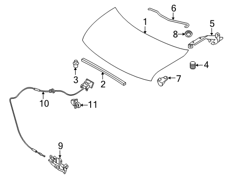 2010 Nissan Cube Hood & Components Rod Hood Support Diagram for 65771-1FA0A