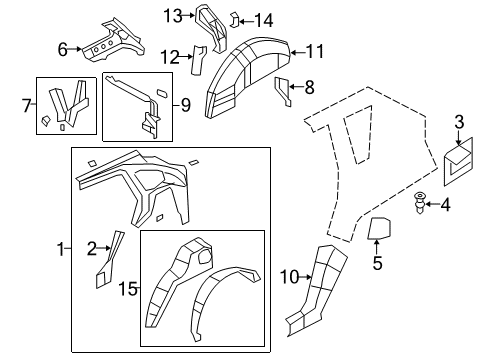 2007 Jeep Compass Inner Structure - Quarter Panel REINFMNT-Body Side Aperture Diagram for 5074872AA