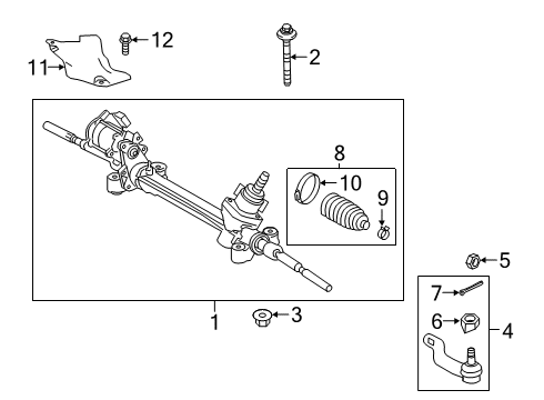 2021 Toyota RAV4 Steering Column & Wheel, Steering Gear & Linkage Rod Assy, Tie Diagram for 45460-49095