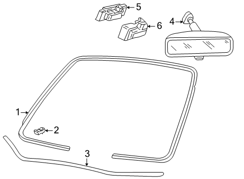 2003 Lincoln LS Windshield Glass Mirror Inside Diagram for 6U5Z-17700-BA