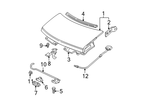 1989 GMC Safari Hood & Components Rod Asm-Hood Hold Open Diagram for 15972600