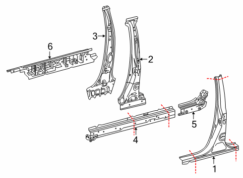 2018 Lexus RX350L Center Pillar & Rocker REINFOCEMENT Sub-Ass Diagram for 61037-48906