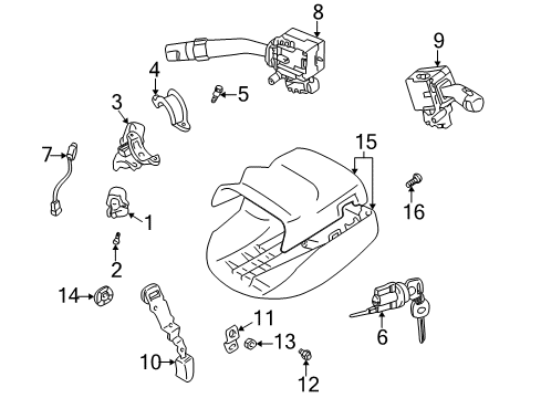 2001 Toyota Celica Switches Column Cover Diagram for 45286-20951-C0