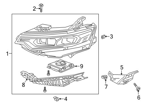 2020 Cadillac XT6 Headlamps Lower Bracket Diagram for 84661099