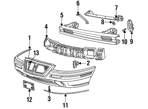 1997 Pontiac Grand Am Front Bumper Shim-Front Bumper Imp Bar Diagram for 22570085