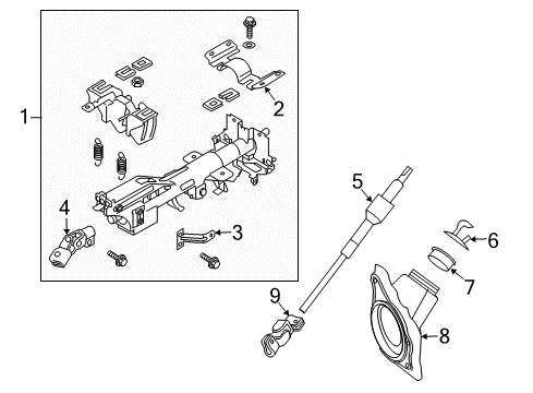 2017 Nissan 370Z Steering Column & Wheel, Steering Gear & Linkage Bracket Diagram for 48988-1EA0A