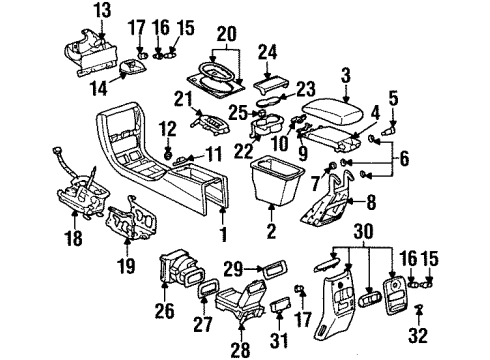 1999 Cadillac DeVille Front Console Console Unit, Front Floor *Medici Red *Red Diagram for 12480727