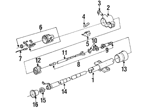 1993 Pontiac Trans Sport Steering Column, Steering Wheel Column Assembly Diagram for 26025567