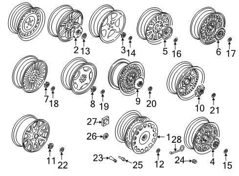 2000 BMW M5 Wheel Covers & Trim Hub Cap Puller Diagram for 36132294421