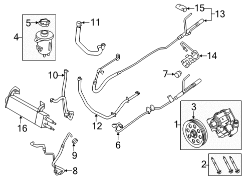 2017 Ford F-250 Super Duty P/S Pump & Hoses, Steering Gear & Linkage Power Steering Suction Hose Diagram for HC3Z-3691-D