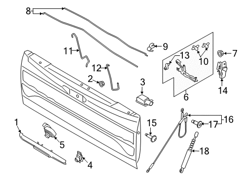 2021 Ford F-350 Super Duty Tail Gate Handle Diagram for LC3Z-9943400-KA