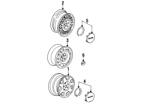 1993 Acura Legend Wheels & Trim Disk, Aluminum Wheel (15X6 1/2Jj) Diagram for 42700-SP0-E91