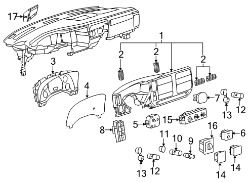 2009 GMC Savana 1500 Cluster & Switches Switch Asm-Driver Information Display Diagram for 15947841