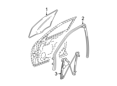 2005 Cadillac CTS Front Door Weatherstrip Asm-Front Side Door Window Diagram for 25778965