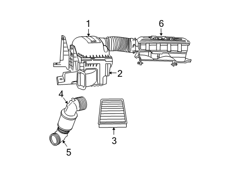 2003 Dodge Ram 2500 Filters Engine Cold Air Intake Tube Diagram for 53032651AA