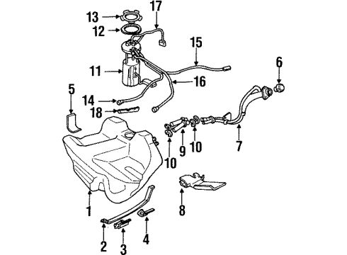 1999 Cadillac DeVille Fuel System Components Strainer Pkg, Fuel Diagram for 25175005