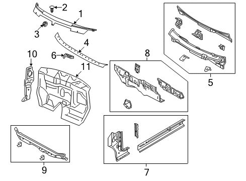 2009 Dodge Journey Cowl SILENCER-COWL Side Diagram for 68079593AA