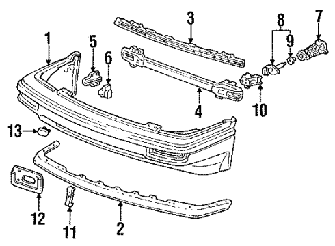 1988 Acura Integra Front Bumper Extension, Right Front Bumper Diagram for 71150-SD2-A00ZZ