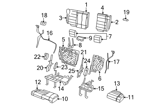 2007 Jeep Wrangler Rear Seat Components Frame-Rear Seat Cushion Diagram for 68003007AA