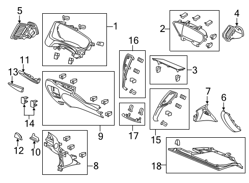 2018 Acura TLX Cluster & Switches, Instrument Panel Switch Assembly, Front Defogger & Ldw Diagram for 35500-TZ3-C01