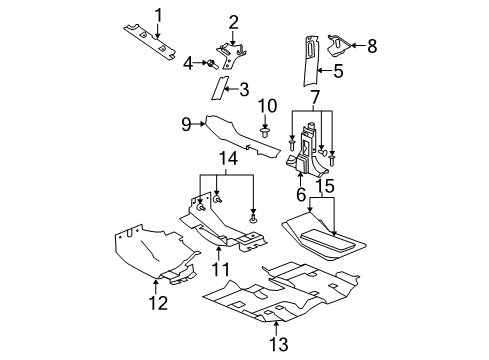 2009 Jeep Wrangler Interior Trim - Pillars, Rocker & Floor Panel-B Pillar Diagram for 5KF24XDVAD