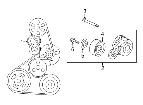 2014 Honda Crosstour Belts & Pulleys Pulley Set, Tensioner Diagram for 31189-5G0-A02