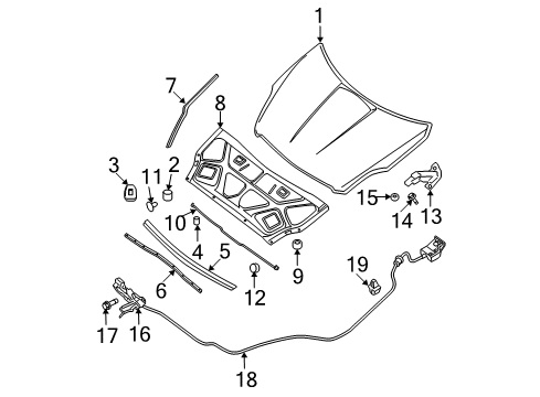 2010 Nissan Altima Hood & Components Seal-Hood, Front RH Diagram for 65821-ZX00A