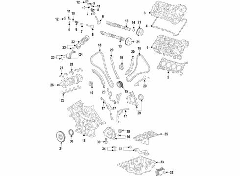 2019 Cadillac CT6 Cylinder Head & Valves, Camshaft & Timing, Variable Valve Timing, Oil Cooler, Oil Pan, Oil Pump, Balance Shafts, Crankshaft & Bearings, Pistons, Rings & Bearings, Engine Mounts Drive Gear Diagram for 12680342