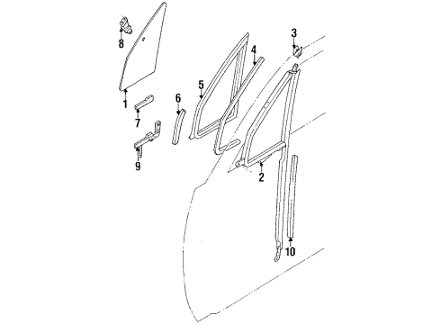 1990 Toyota 4Runner Vent Glass & Hardware Run, Front Door Glass, LH Diagram for 68141-89111